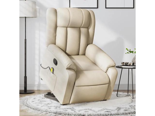 vidaXL Stand up Massage Recliner Chair Cream Fabric