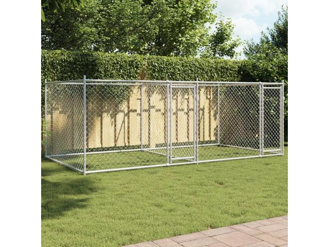 vidaXL Dog Cage Grey Galvanized steel Large Durable Dog Cage
