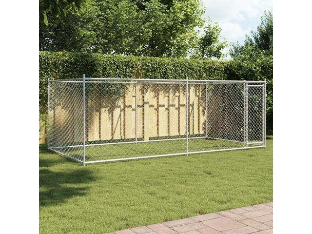 vidaXL Dog Cage Grey Galvanized Steel Large Durable Dog Cage