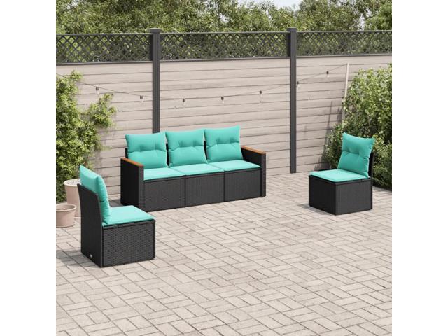 vidaXL Patio Sofa Set Black Poly Rattan Large Modular Patio Sofa Set