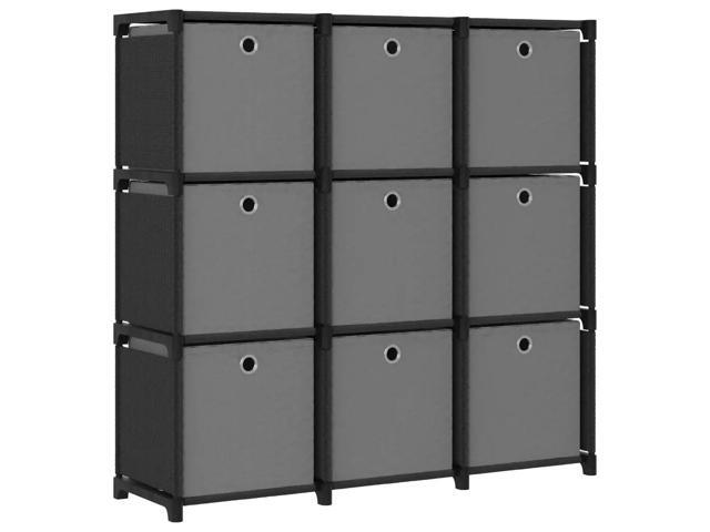 vidaXL Display Shelf Black and Gray Fabric (100% polyester), Steel 9-Cube