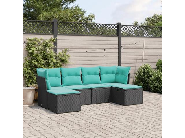 vidaXL Garden Sofa Set Black Poly Rattan Modular Garden Sofa Set