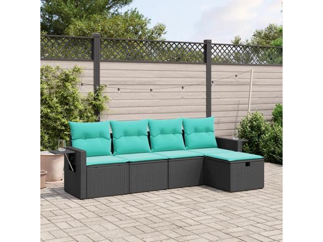 vidaXL Garden Sofa Set Black Poly Rattan Large Modular Garden Sofa Set