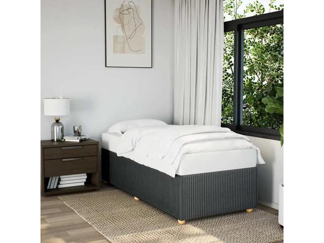 vidaXL Bed Frame Dark gray 100% polyester, plywood, engineered wood