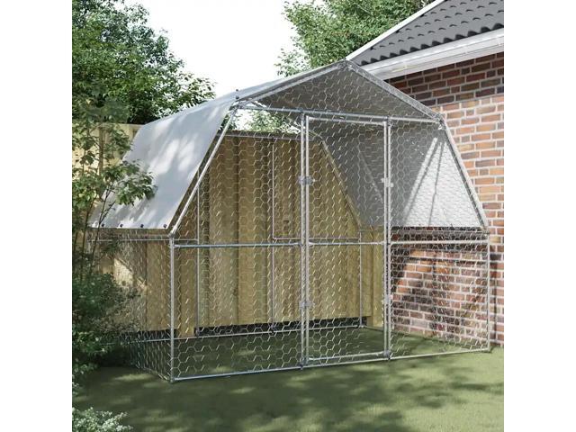 vidaXL Chicken Cage Silver Galvanized steel, PE (polyethylene) Large