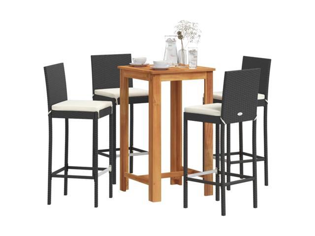 vidaXL Garden Bar Set Black Solid Acacia Wood Medium Removable Covers