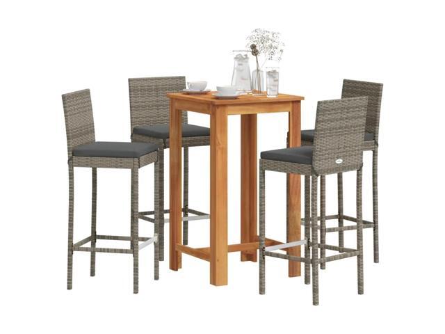 vidaXL Garden Bar Set Grey Solid Acacia Wood Medium Removable Covers
