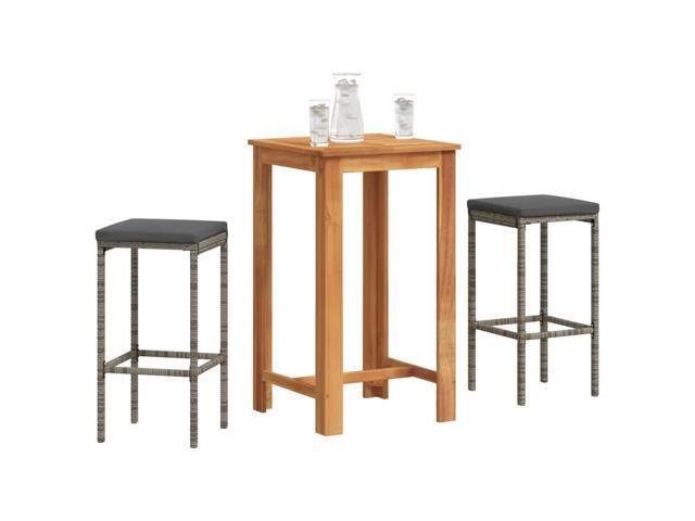 vidaXL Garden Bar Set Grey Solid Acacia wood Compact Removable Covers