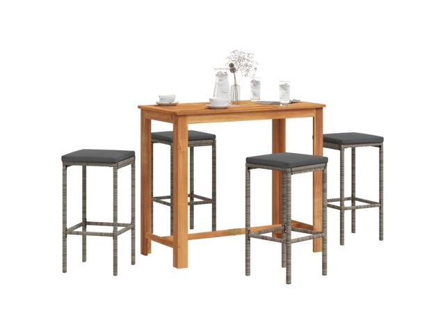 vidaXL Garden Bar Set Gray Solid Acacia wood Standard Removable Covers