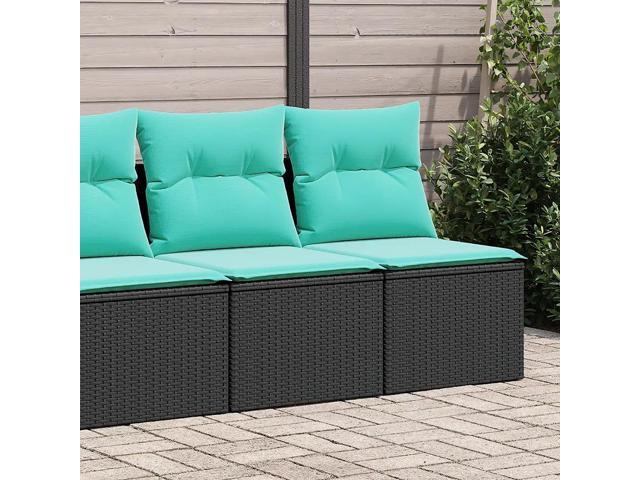vidaXL Garden Sofa Set Black PE Rattan, Powder-Coated Steel, Fabric Medium