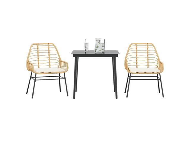 vidaXL Garden Dining Set Brown Poly Rattan Medium Removable Covers