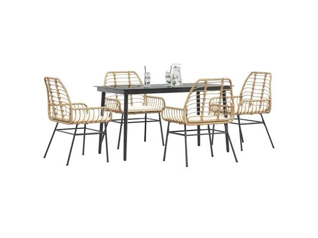vidaXL Garden Dining Set Brown Poly Rattan 4-seater Removable Covers