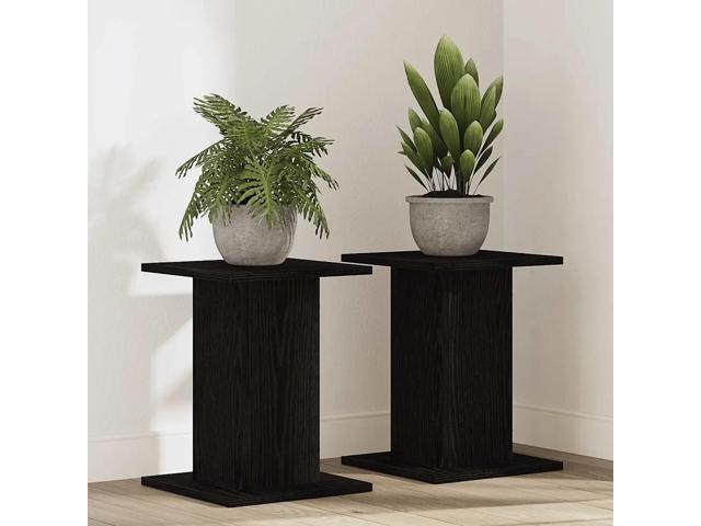 vidaXL Plant Stand 2 pcs Black Oak 11.81 x 11.81 x 15.75 in