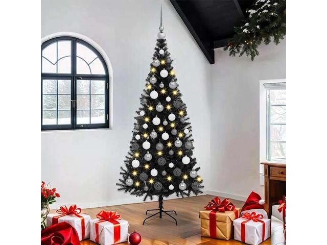 vidaXL Christmas Tree with 300 LEDs with Stand Black 70.9' PVC