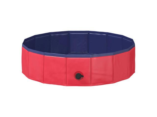 vidaXL Foldable Dog Swimming Pool Red and Blue 31.50 x 31.50 x 7.87 in