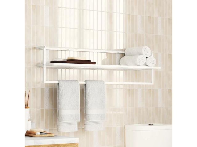 vidaXL Towel Rack White Iron 37.4 x 9.8 x 8.7 in Wall Mounting