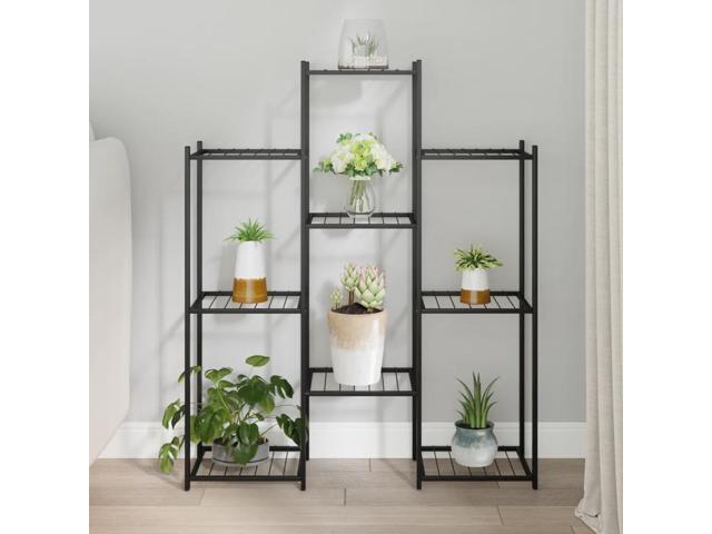 vidaXL Flower Stand Black Powder-coated iron Tall Durable Flower Stand