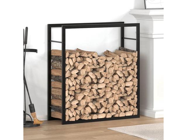 vidaXL Firewood Rack Matt Black 31.5'x11'x33.9' Steel