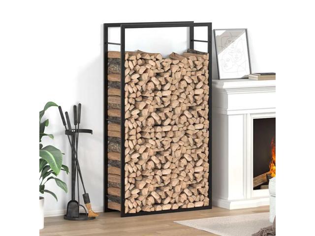 vidaXL Firewood Rack Matt Black 31.5x11.0x60.6' Steel