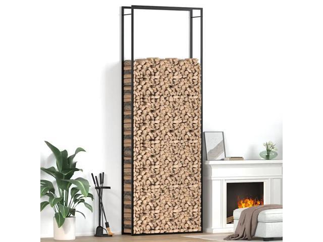 vidaXL Firewood Rack Matt Black 43.3'x11'x122.8' Steel