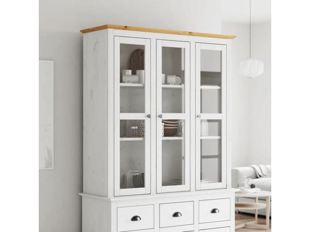 vidaXL Cabinet With Glass Doors White and Brown