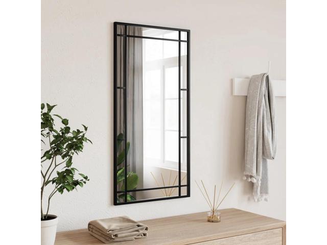 vidaXL Wall Mirror Black Glass 15.7 x 31.5 in Minimalistic Wall Mirror