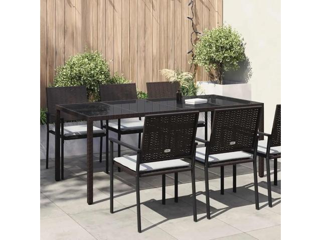 vidaXL Garden Table Brown 74.80 x 35.43 x 29.53 in Poly Rattan