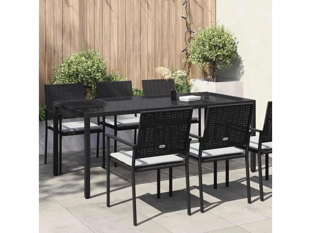 vidaXL Garden Table Black 74.80 x 35.43 x 29.53 in Poly Rattan