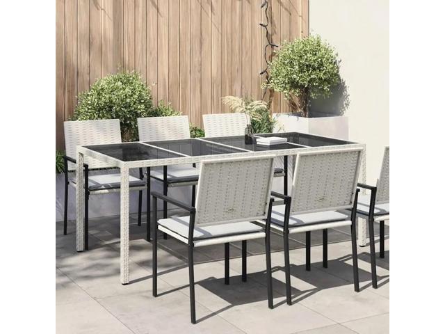 vidaXL Garden Table White 74.80 x 35.43 x 29.53 in Poly Rattan
