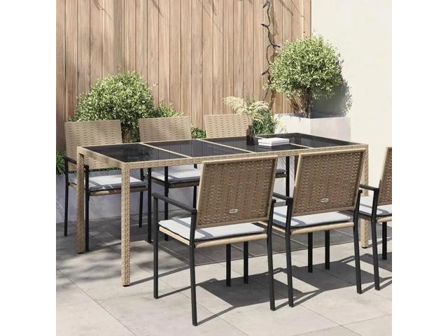 vidaXL Garden Table Beige 74.80 x 35.43 x 29.53 in Poly Rattan