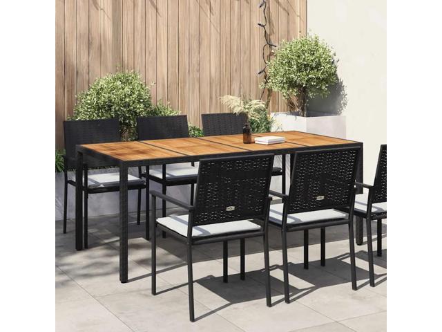 vidaXL Garden Table Black 74.80 x 35.43 x 29.53 in Poly Rattan