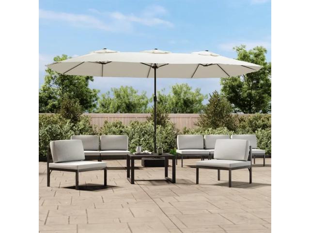 vidaXL Garden Parasol Sand White Polyester Large Garden Parasol