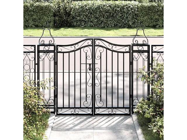 vidaXL Garden Gate Black 47.6'x3.1'x39.4' Wrought Iron