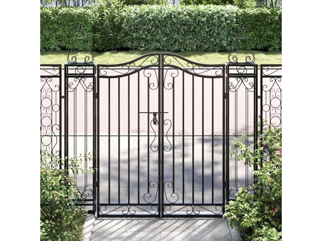 vidaXL Garden Gate Black 47.6'x3.1'x47.2' Wrought Iron