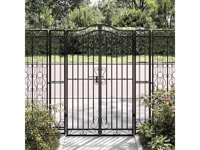 vidaXL Garden Gate Black 47.6'x3.1'x59.1' Wrought Iron