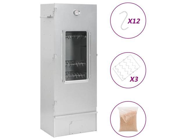 vidaXL BBQ Oven Smoker with Wood Chips 17.5'x11.4'x43.3' Galvanized Steel