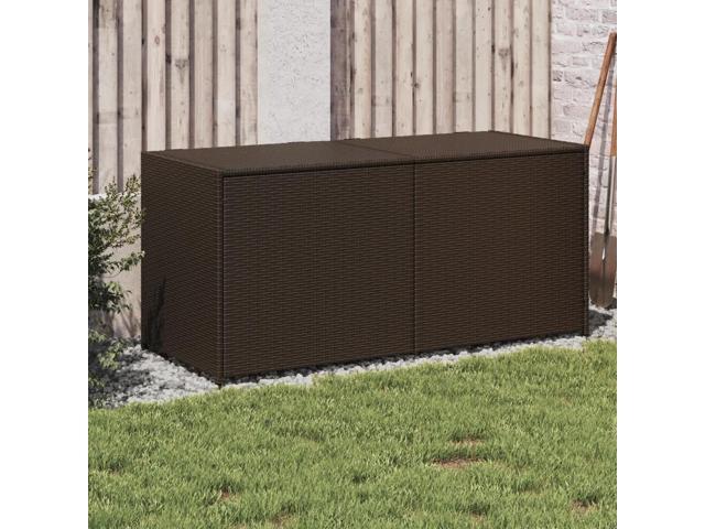 vidaXL Garden Storage Box Brown PE Rattan Large Garden Storage Box
