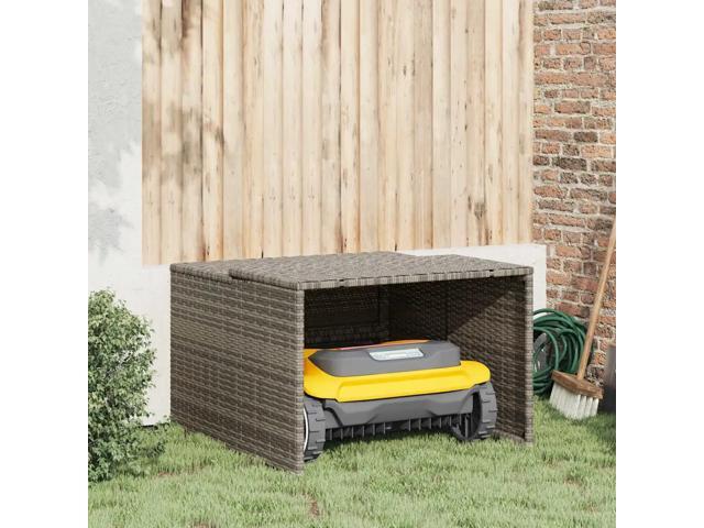vidaXL Robot Mower Garage Gray 33.9'x35.4'x20.5'/22.4' Poly Rattan