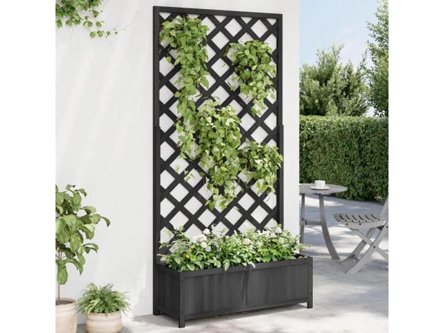 vidaXL Planter Black Solid Fir Wood Large Planters Planter