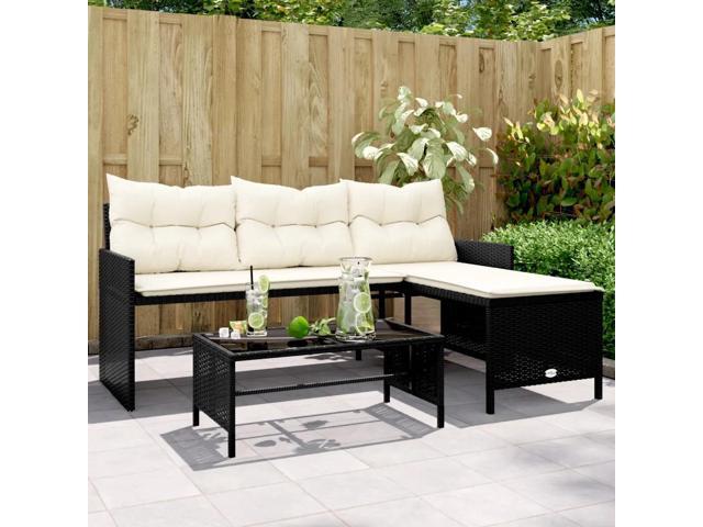 vidaXL Garden Sofa Black, Cream White