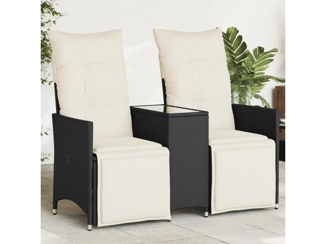 vidaXL Reclining Garden Sofa Black, Cream White