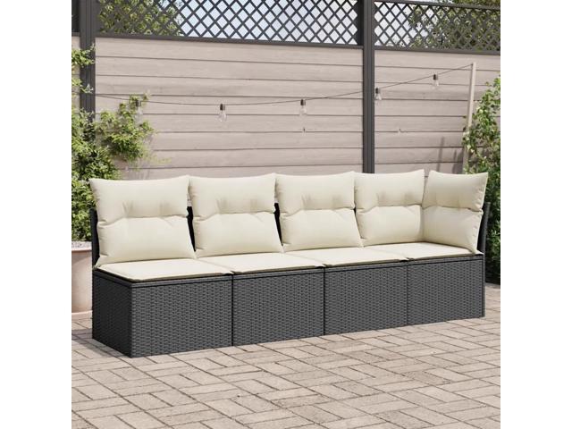 vidaXL Garden Sofa Black, Cream White