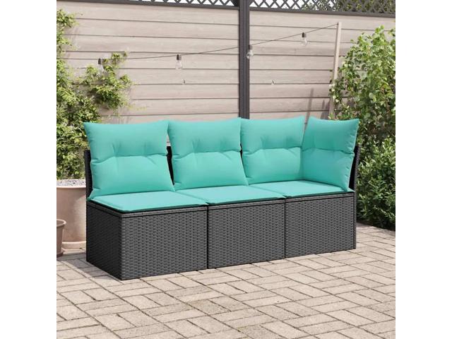 vidaXL Garden Sofa Black 67.72 x 24.41 x 27.17 in Poly rattan
