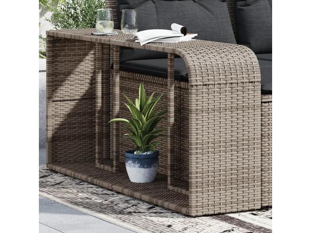 vidaXL Storage Shelf Grey PE Rattan, Powder-Coated Steel Mid-Size