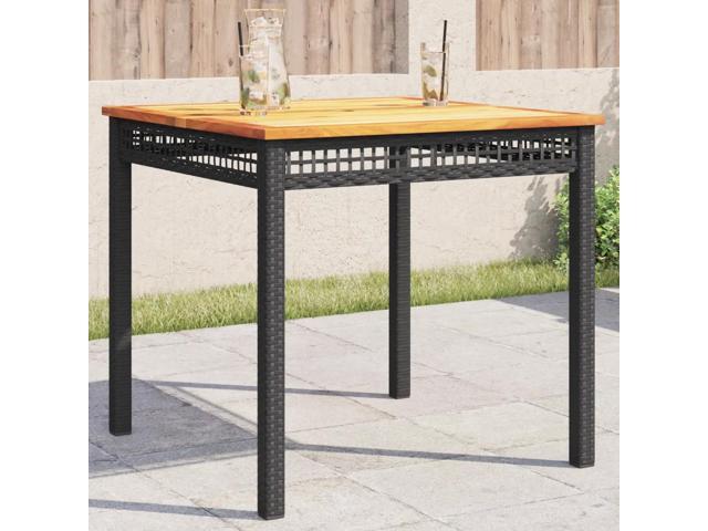 vidaXL Garden Table Black and Brown PE Rattan 31.5 x 31.5 x 29.5 in