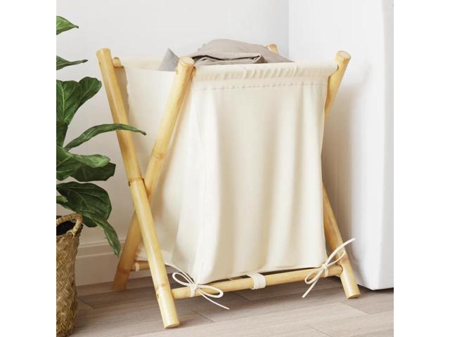 vidaXL Laundry Basket Cream White 17.7'x21.7'x25' Bamboo