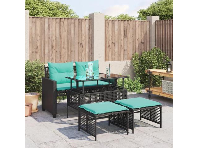 vidaXL Patio Sofa Set Black PE rattan Large Removable Covers