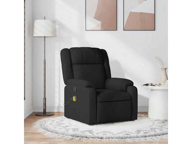 vidaXL Massage Recliner Chair Black Polyester, Metal, Plywood Medium