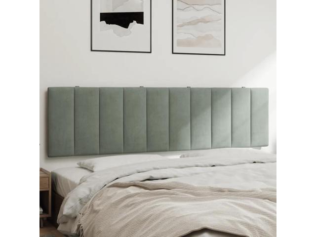 vidaXL Headboard Cushion Light gray Velvet 72.0 in wide Removable Covers