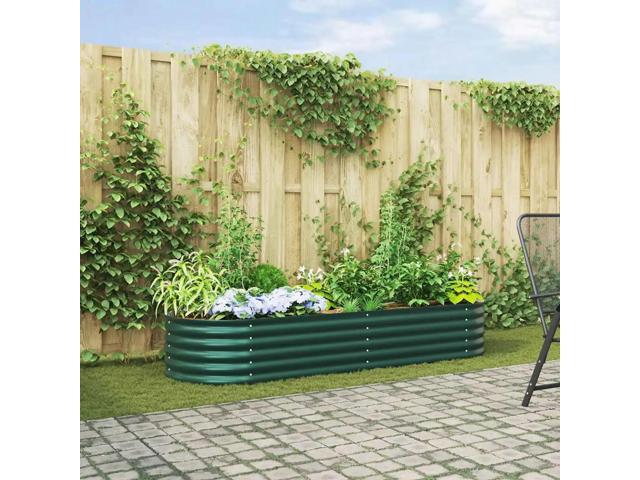 vidaXL Raised Bed Green 94.49 x 31.50 x 17.32 in Steel